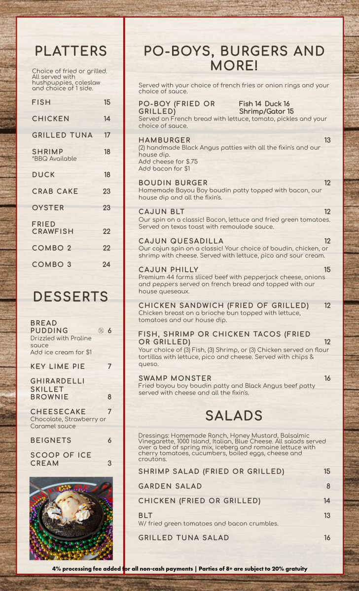 Crazy Cajun Menu Beaumont, Texas Seafood Restaurant